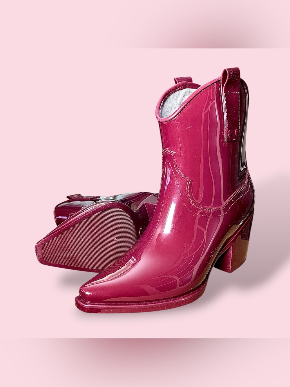 Beach by Matisse Womens Oakley Western Cowgirl Burgundy Rain Boots Sz 7